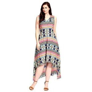 Maia Mixed Print High Low Sleeveless Sleeveless Midi Maxi Casual Dress Size 8